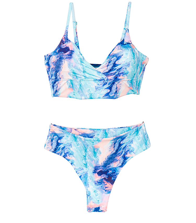 Bộ đồ bơi lưng cao in họa tiết tie-dye
