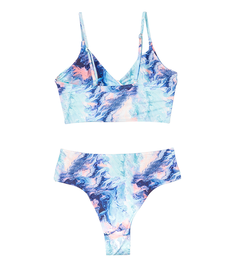 Bộ đồ bơi lưng cao in họa tiết tie-dye
